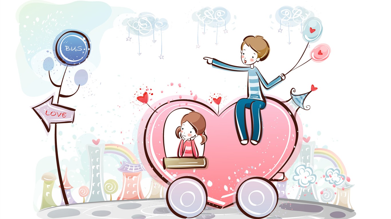 fondos de pantalla de dibujos animados de San Valentín (2) #20 - 1366x768