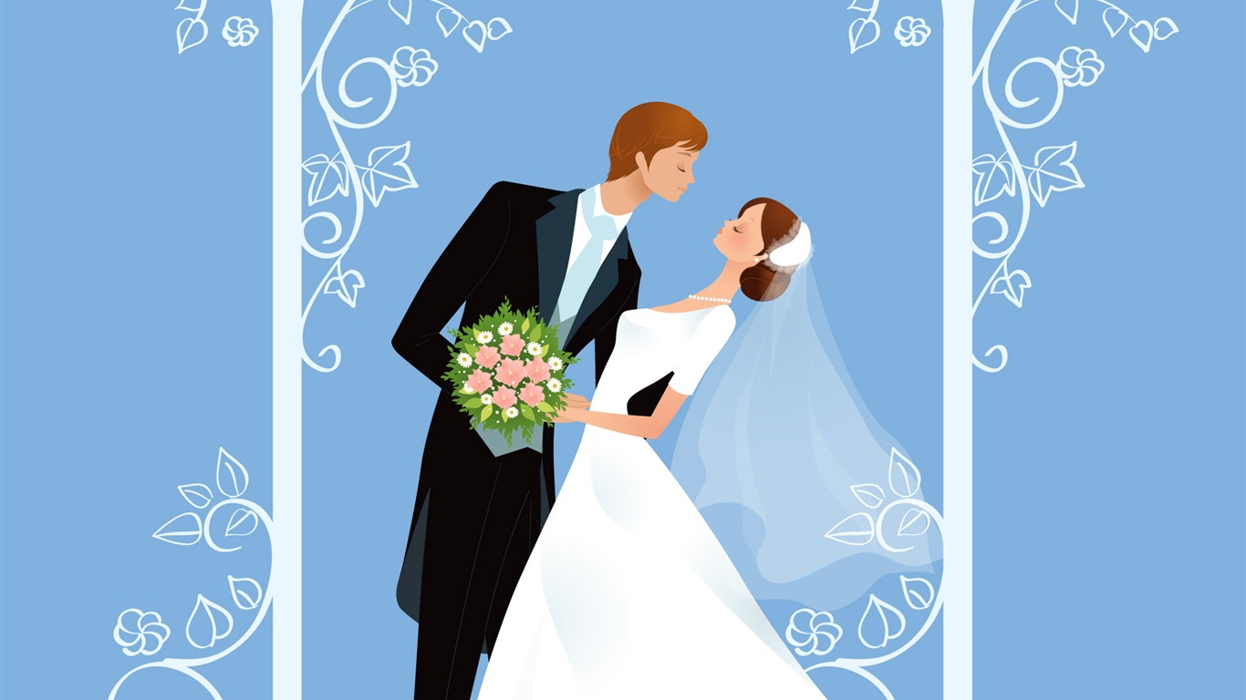Vector Wallpaper Hochzeit Braut (1) #1 - 1366x768