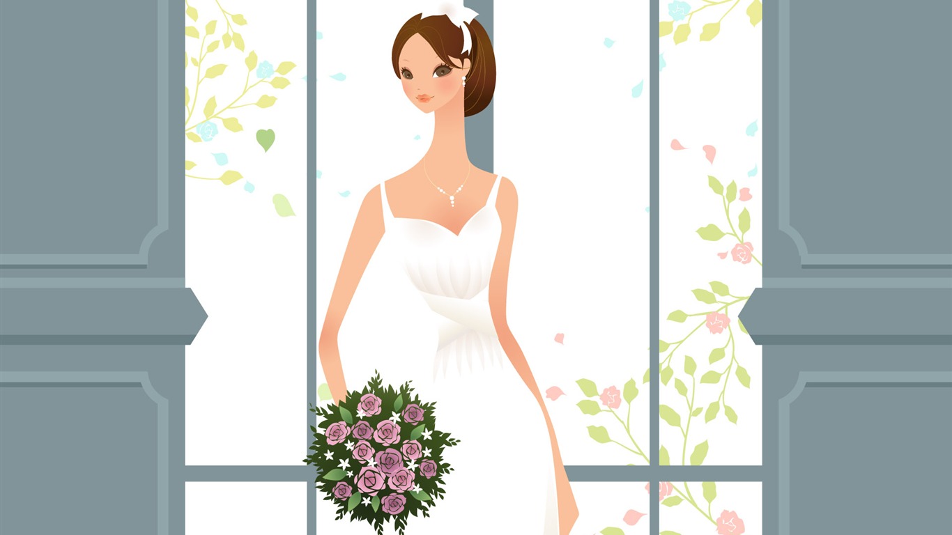 Vector Wallpaper Hochzeit Braut (1) #2 - 1366x768