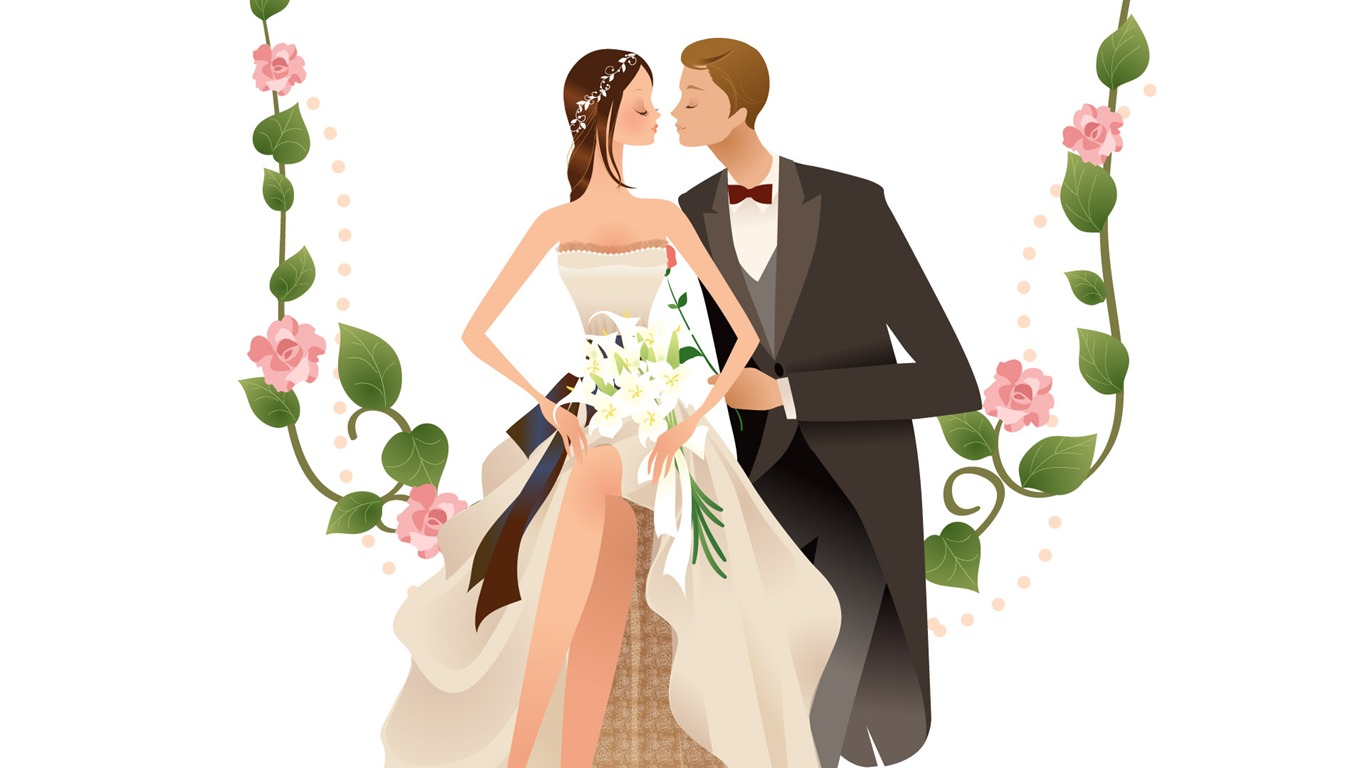 ベクトルの壁紙の結婚式の花嫁 (1) #6 - 1366x768