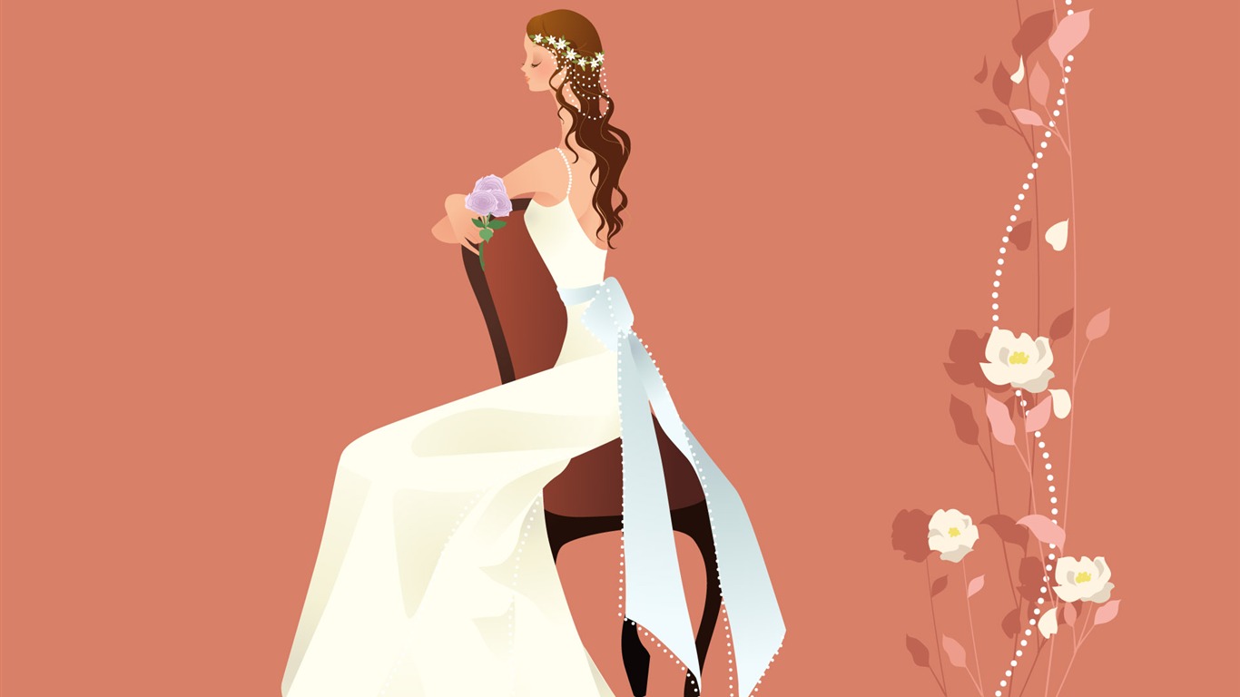 ベクトルの壁紙の結婚式の花嫁 (1) #11 - 1366x768
