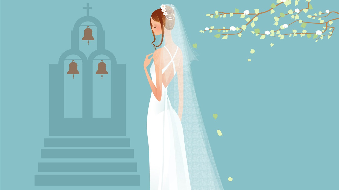 ベクトルの壁紙の結婚式の花嫁 (1) #15 - 1366x768