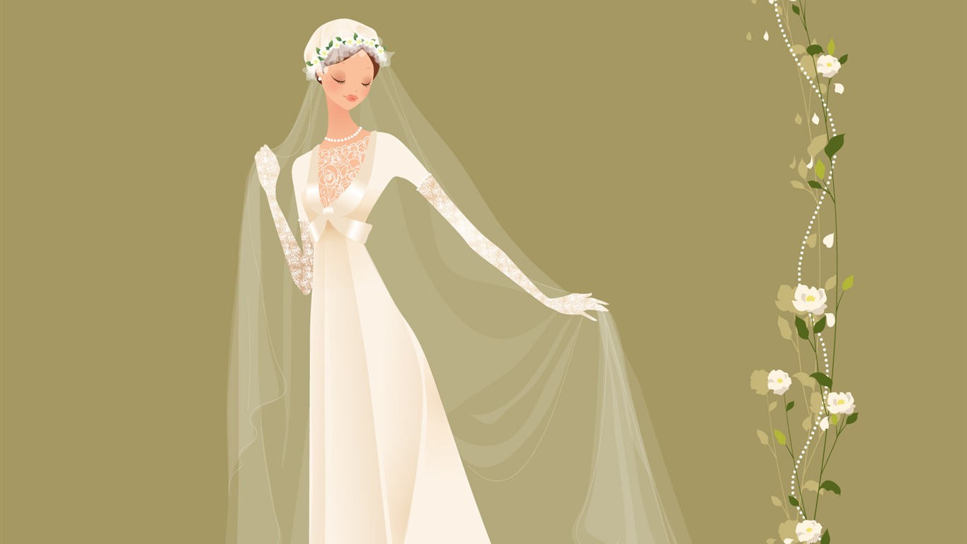 ベクトルの壁紙の結婚式の花嫁 (1) #18 - 1366x768