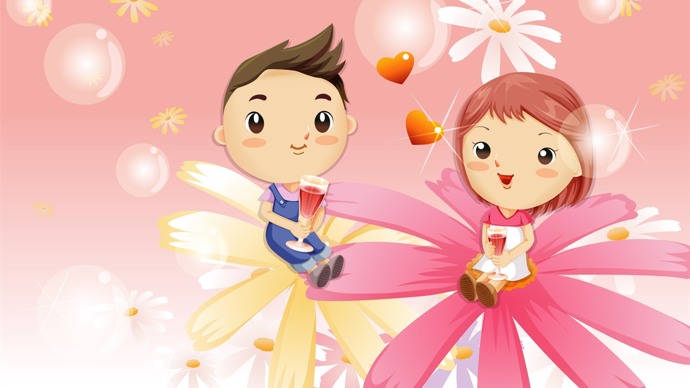 Día de San Valentín Amor Fondos vectoriales (2) #3 - 1366x768
