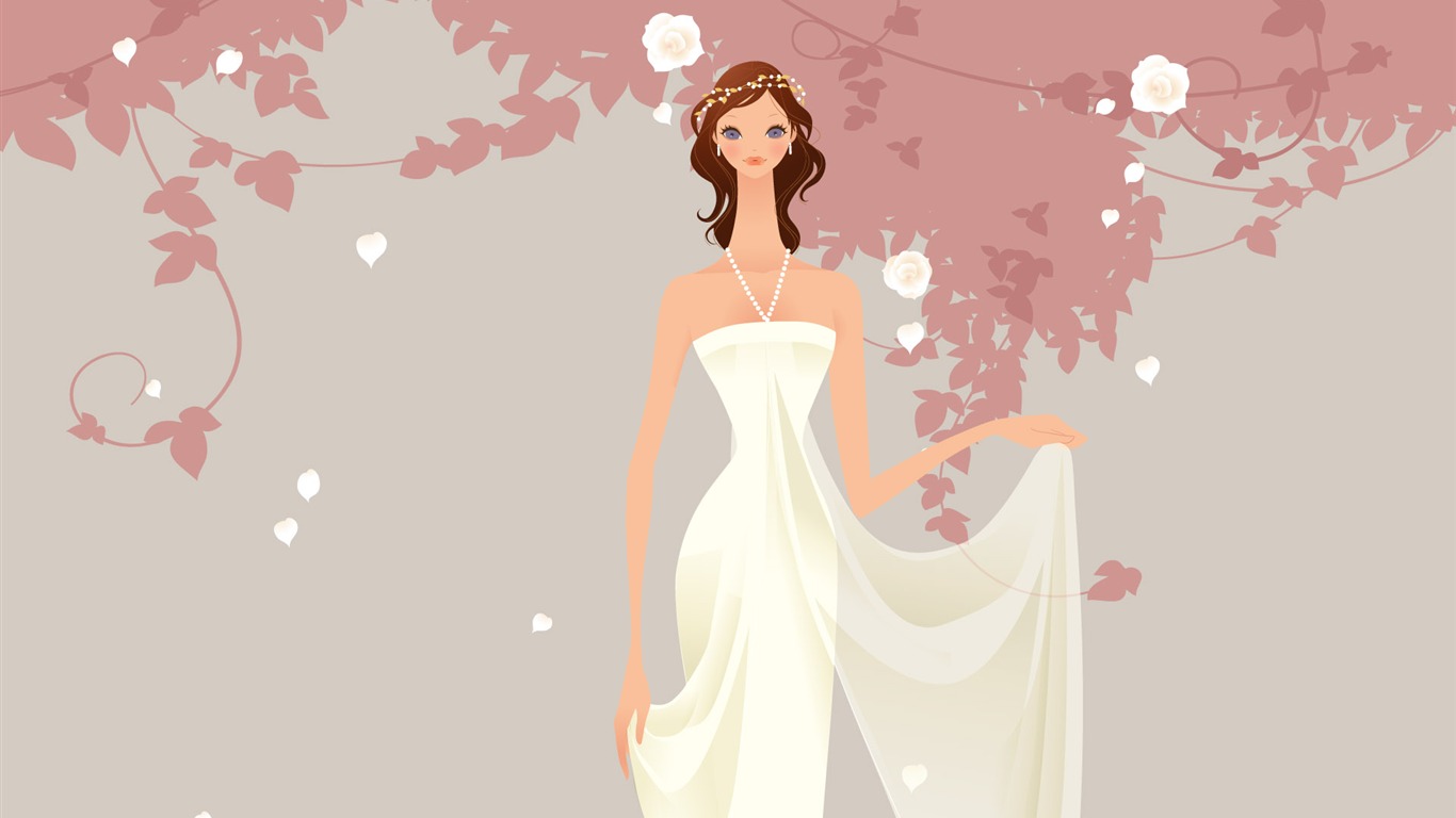 Vector Wallpaper Hochzeit Braut (2) #2 - 1366x768