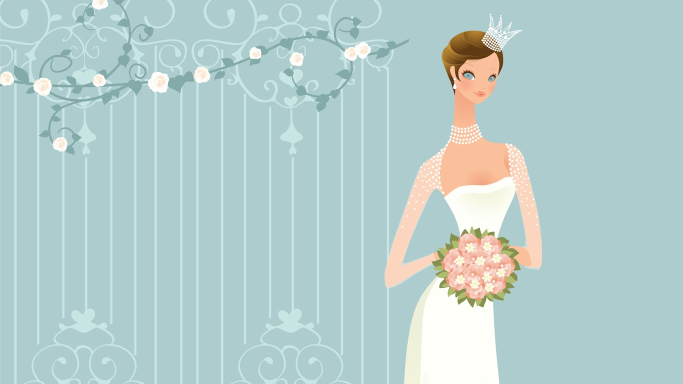 Vector mariée mariage papier peint (2) #3 - 1366x768