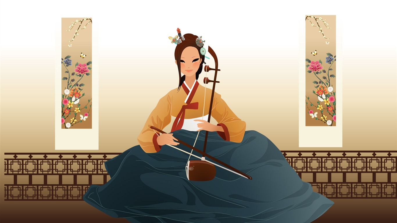 Vector wallpaper of Korean women (1) #5 - 1366x768