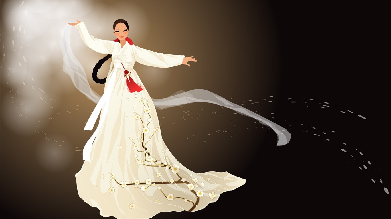 Vector wallpaper of Korean women (1) #19 - 1366x768