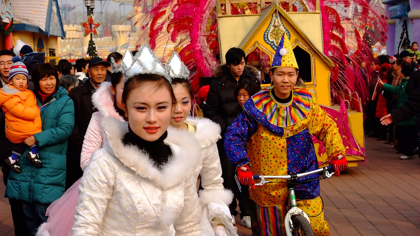Happy Čínský Nový rok v Pekingu Yang Temple (prutu práce) #1 - 1366x768