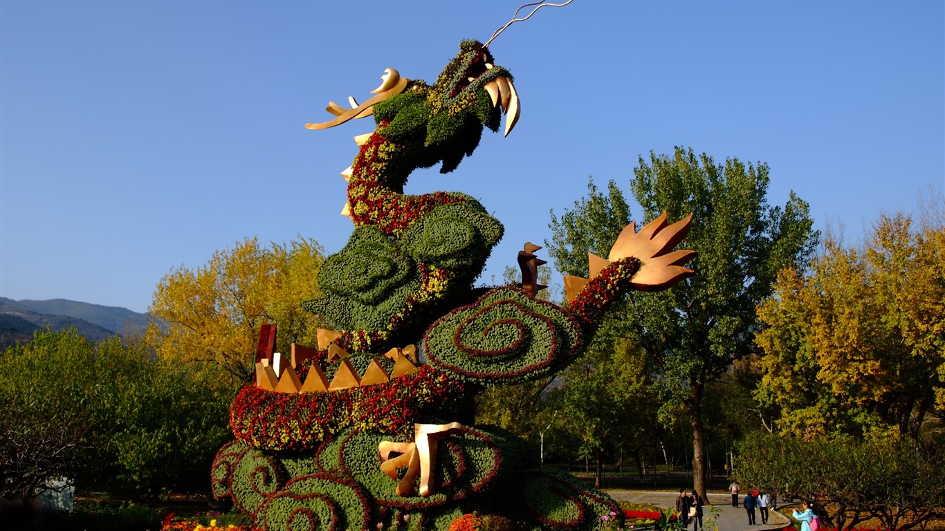 jardin d'automne Xiangshan (œuvres des barres d'armature) #6 - 1366x768