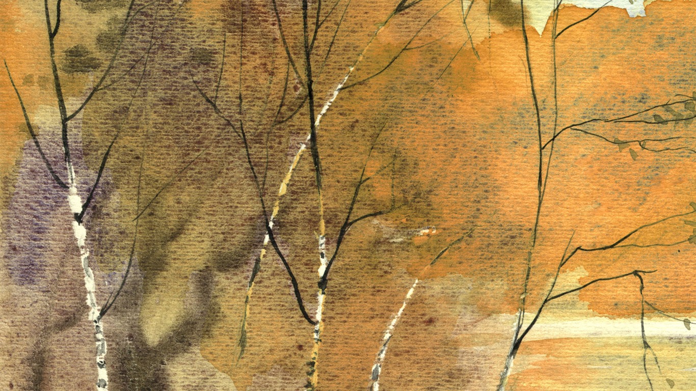 Acuarela fondos de escritorio de paisajes pintados a mano (1) #10 - 1366x768