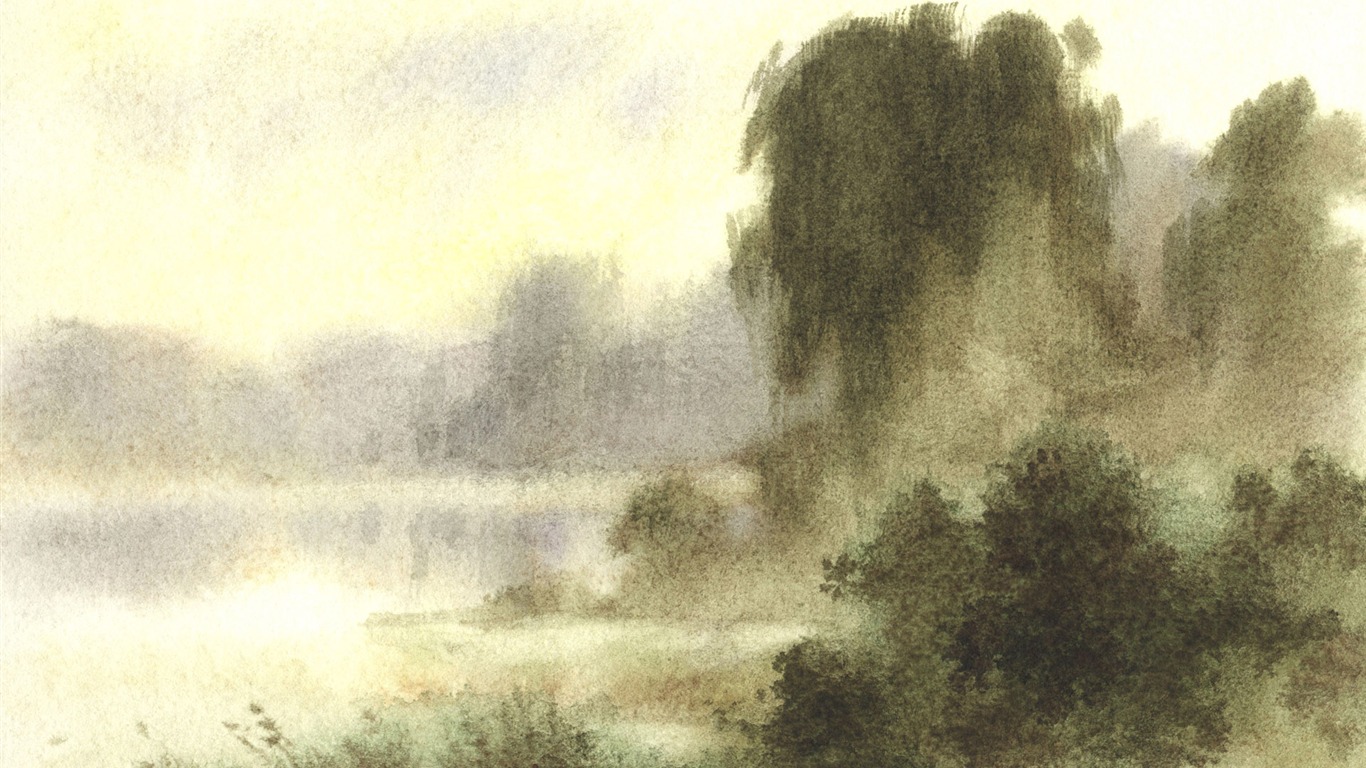 Watercolor landscape hand-painted wallpaper (1) #17 - 1366x768