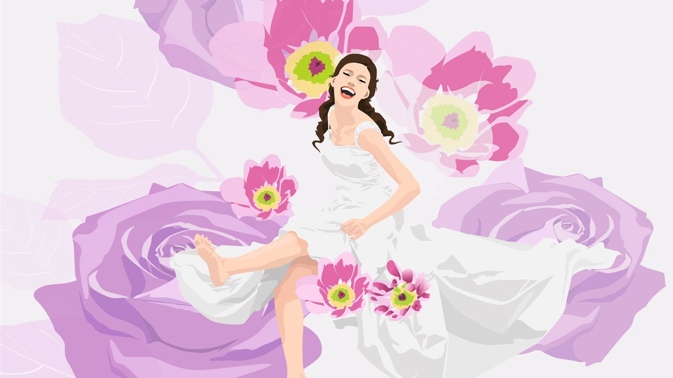 Vector collection of women wallpaper (2) #5 - 1366x768