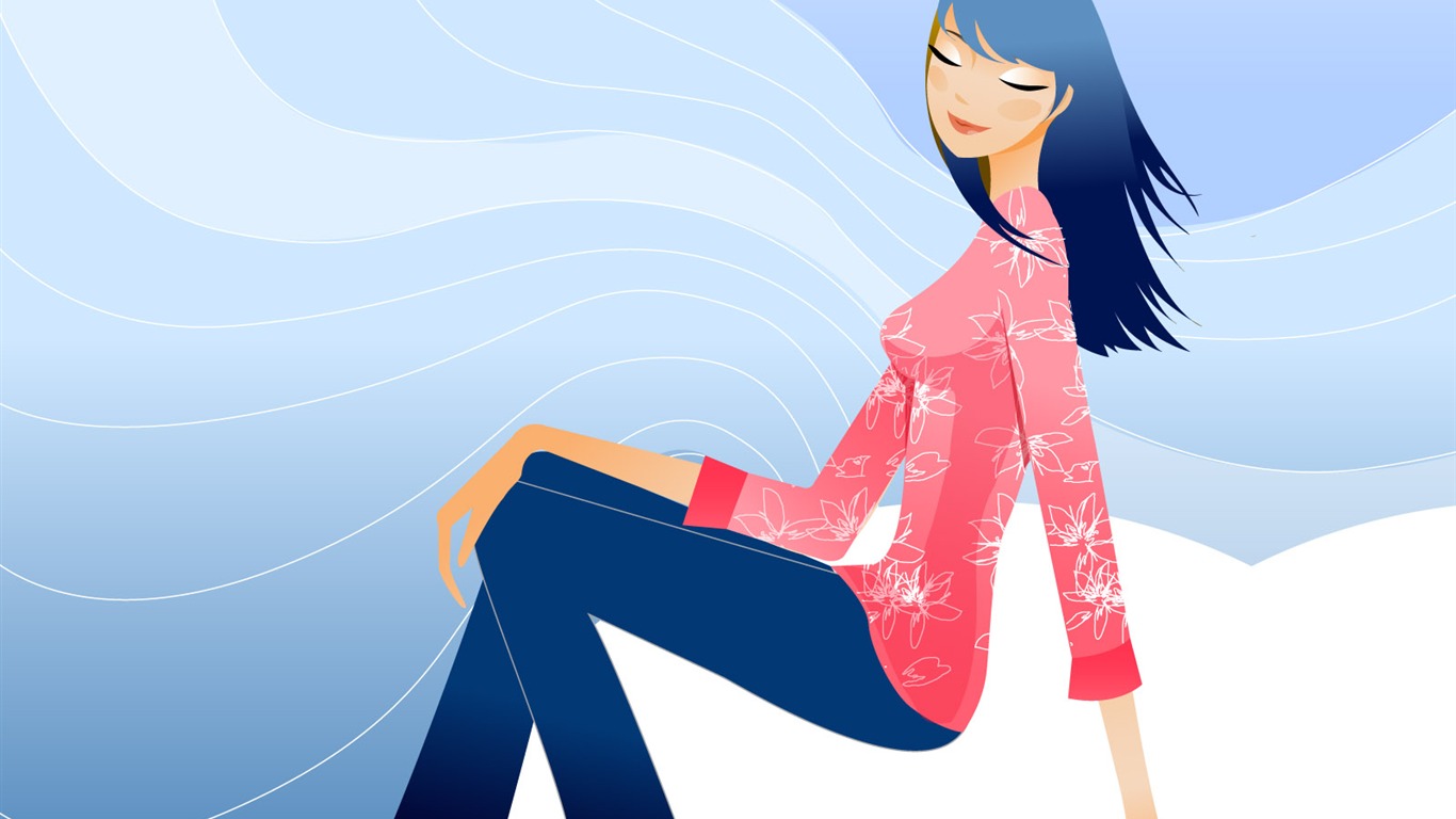 Vector collection of women wallpaper (5) #4 - 1366x768