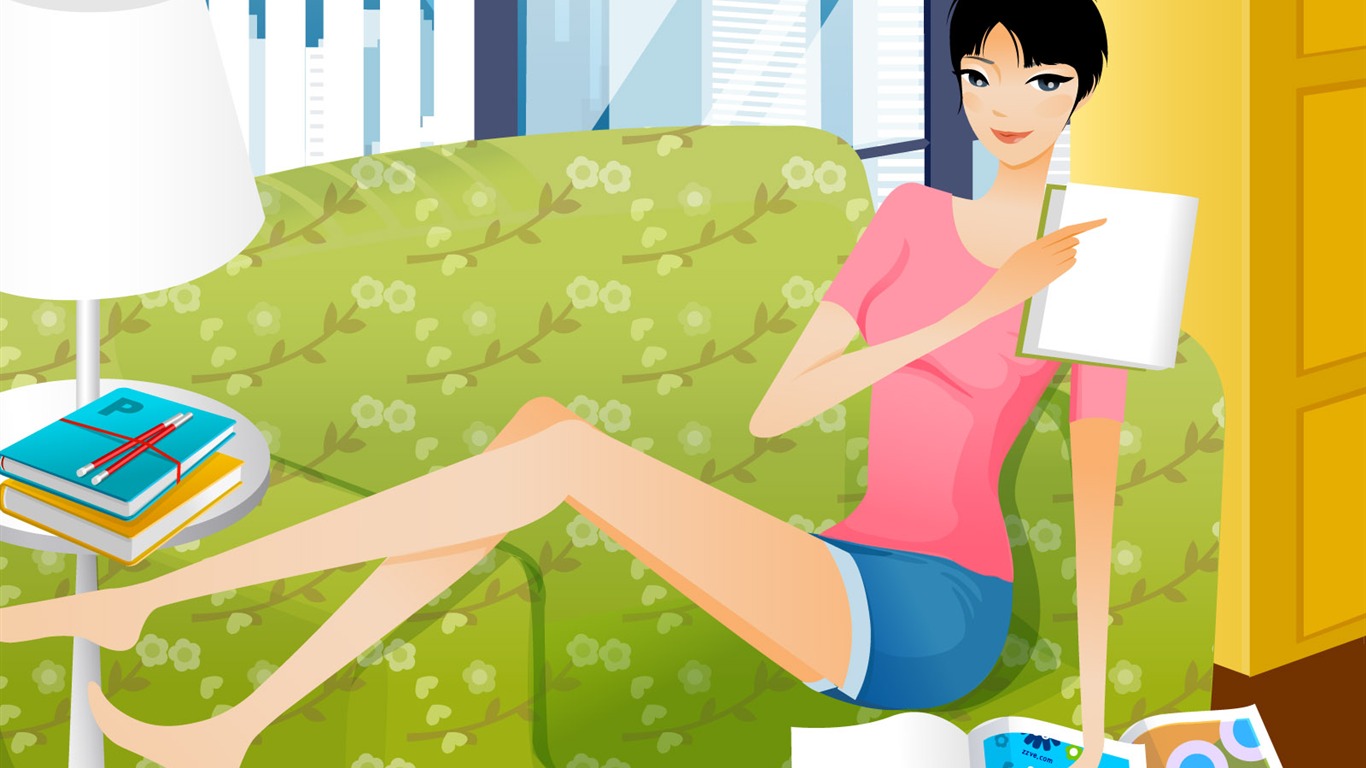 Vector collection of women wallpaper (5) #11 - 1366x768