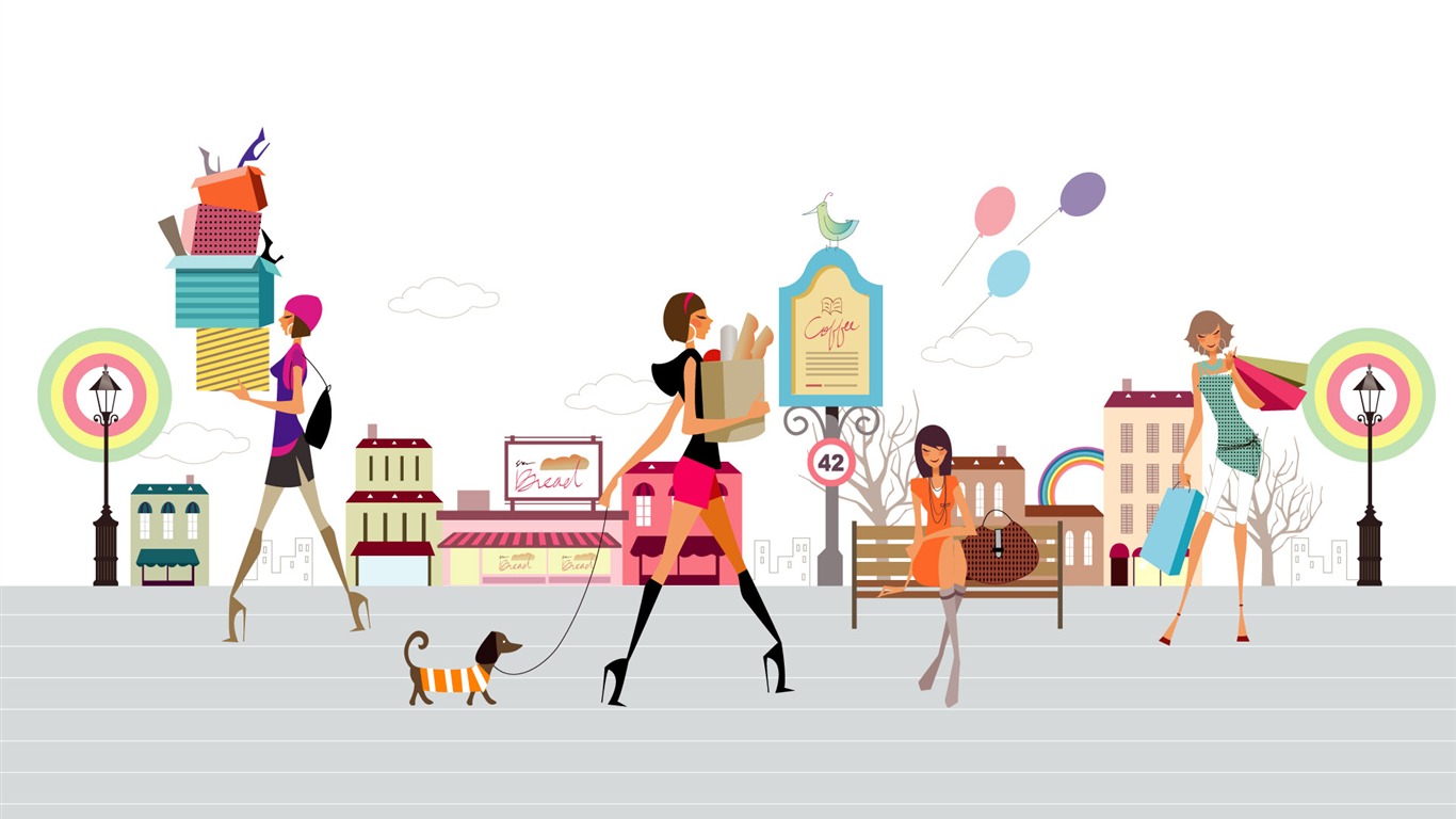 Vector Fashion Girls Wallpaper (1) #2 - 1366x768