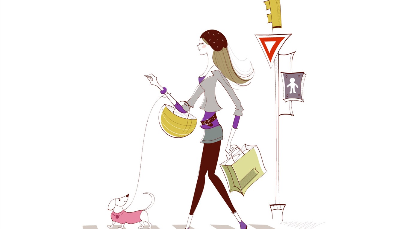 Fashion Girls Vector Wallpaper (4) #11 - 1366x768