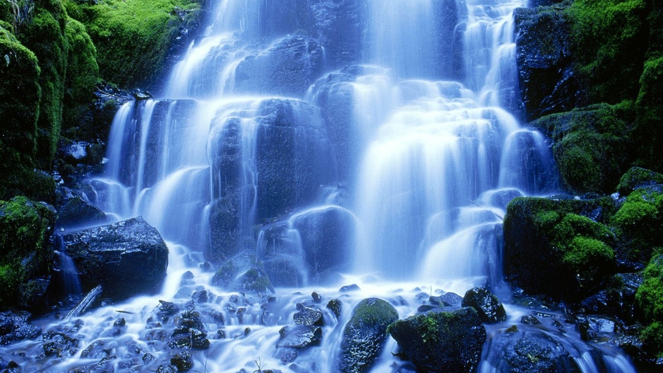 Waterfall streams wallpaper (3) #11 - 1366x768