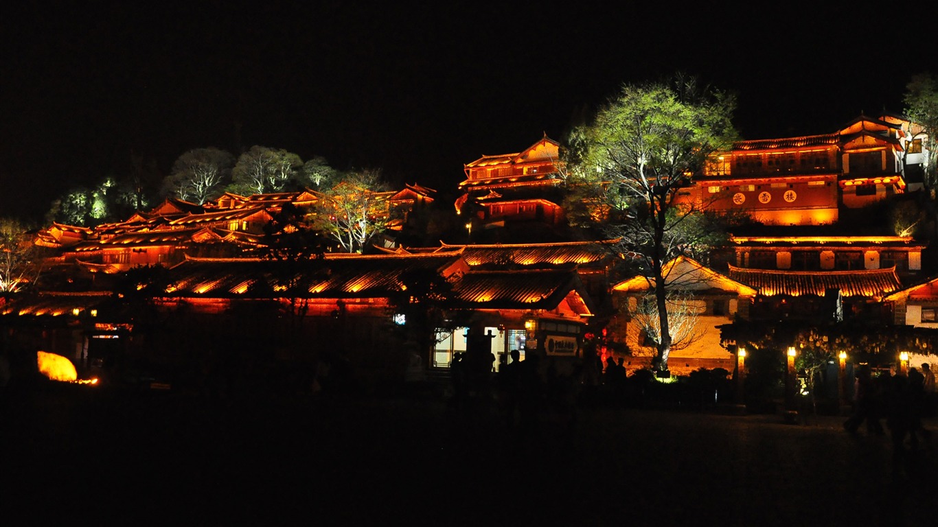 Vieille ville de Lijiang de nuit (Old œuvres Hong OK) #6 - 1366x768