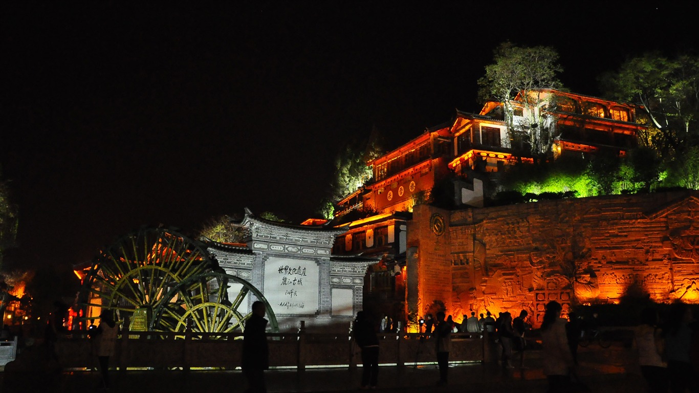 Vieille ville de Lijiang de nuit (Old œuvres Hong OK) #8 - 1366x768