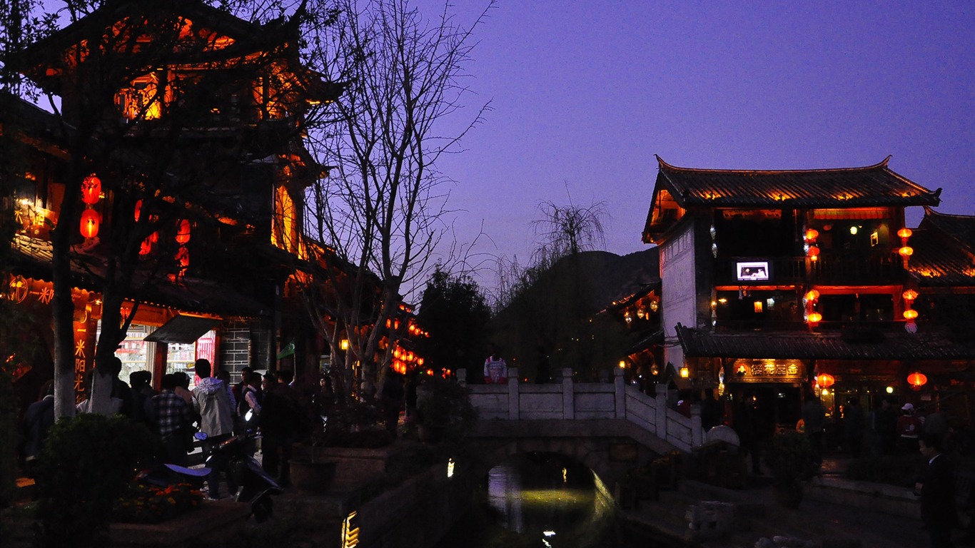 Lijiang Ancient Town Night (Old Hong OK works) #18 - 1366x768