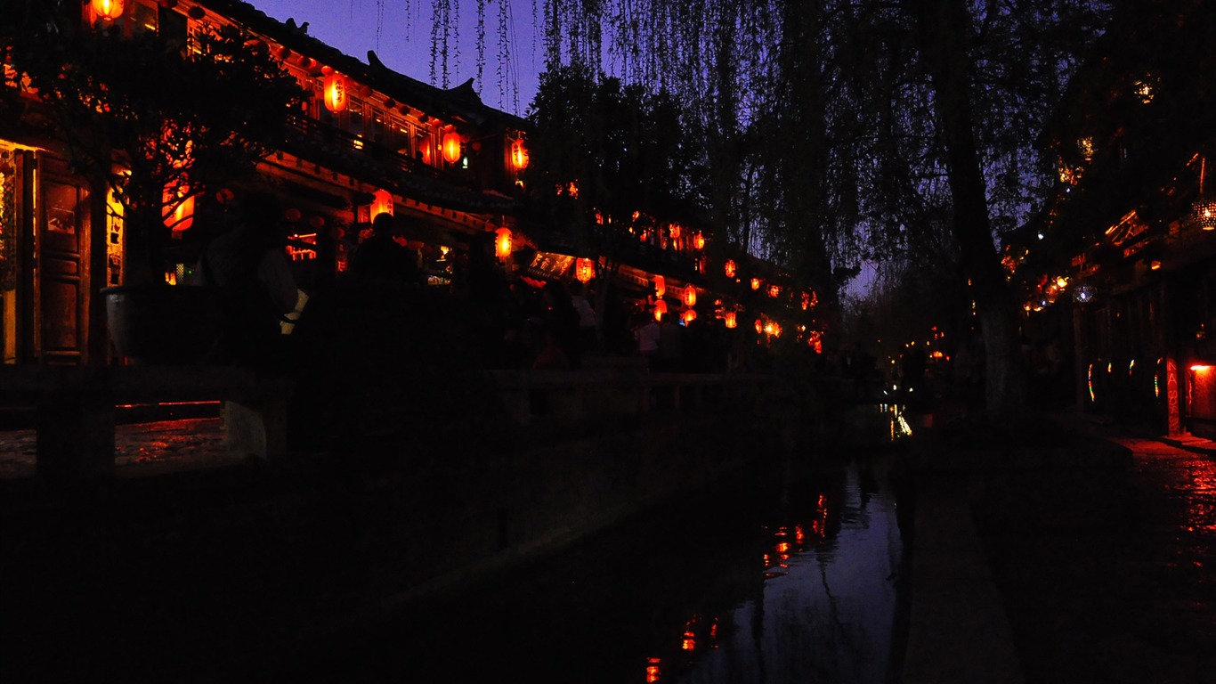 Vieille ville de Lijiang de nuit (Old œuvres Hong OK) #22 - 1366x768