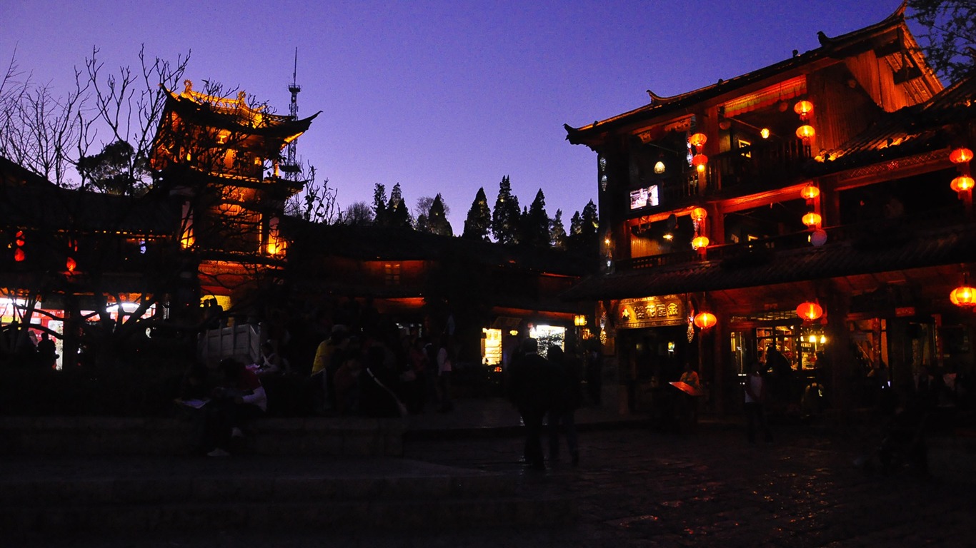 Lijiang Ancient Town Night (Old Hong OK works) #24 - 1366x768