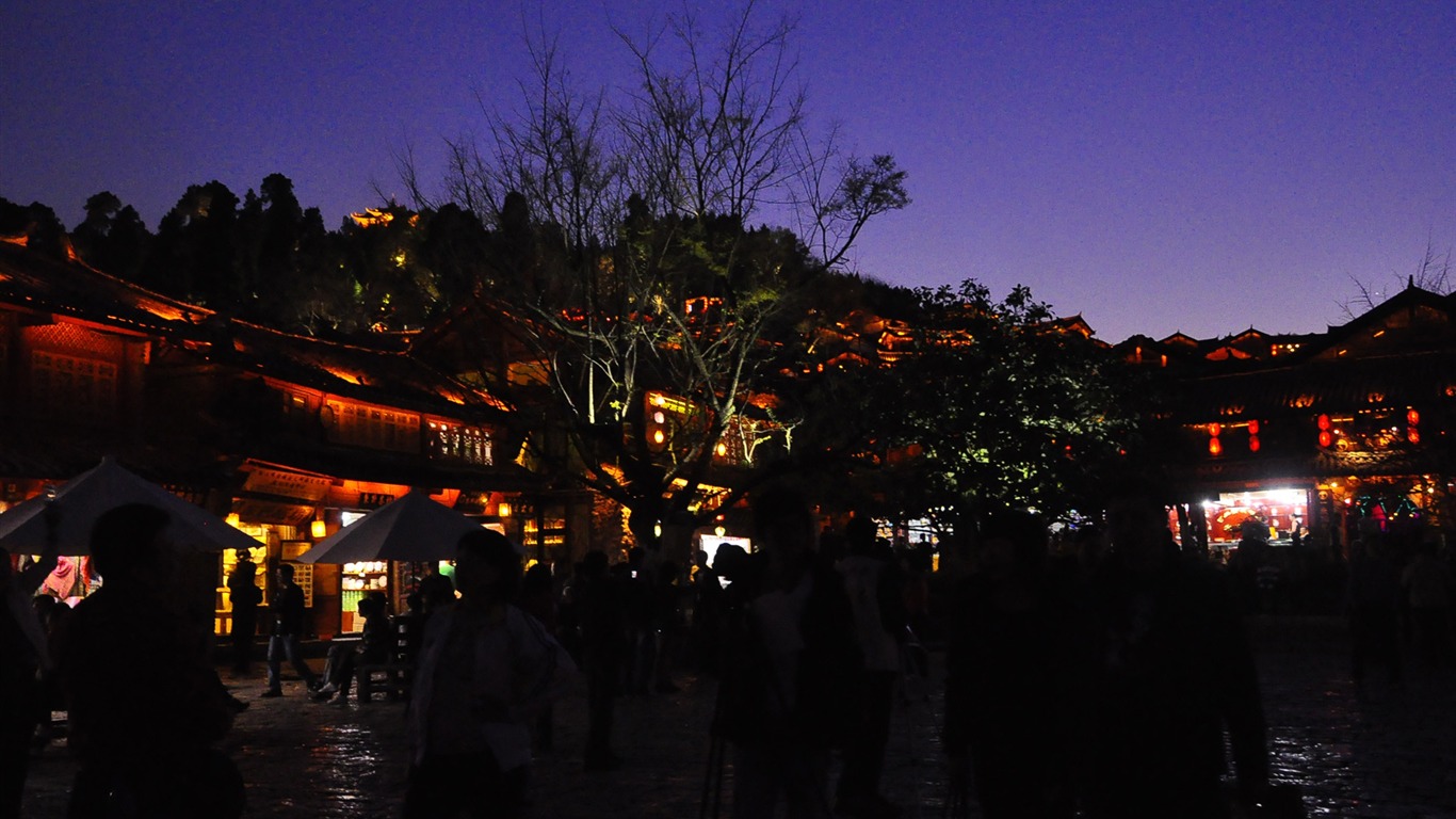 Vieille ville de Lijiang de nuit (Old œuvres Hong OK) #28 - 1366x768