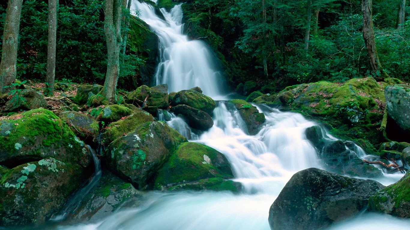 Waterfall-Streams Wallpaper (6) #4 - 1366x768