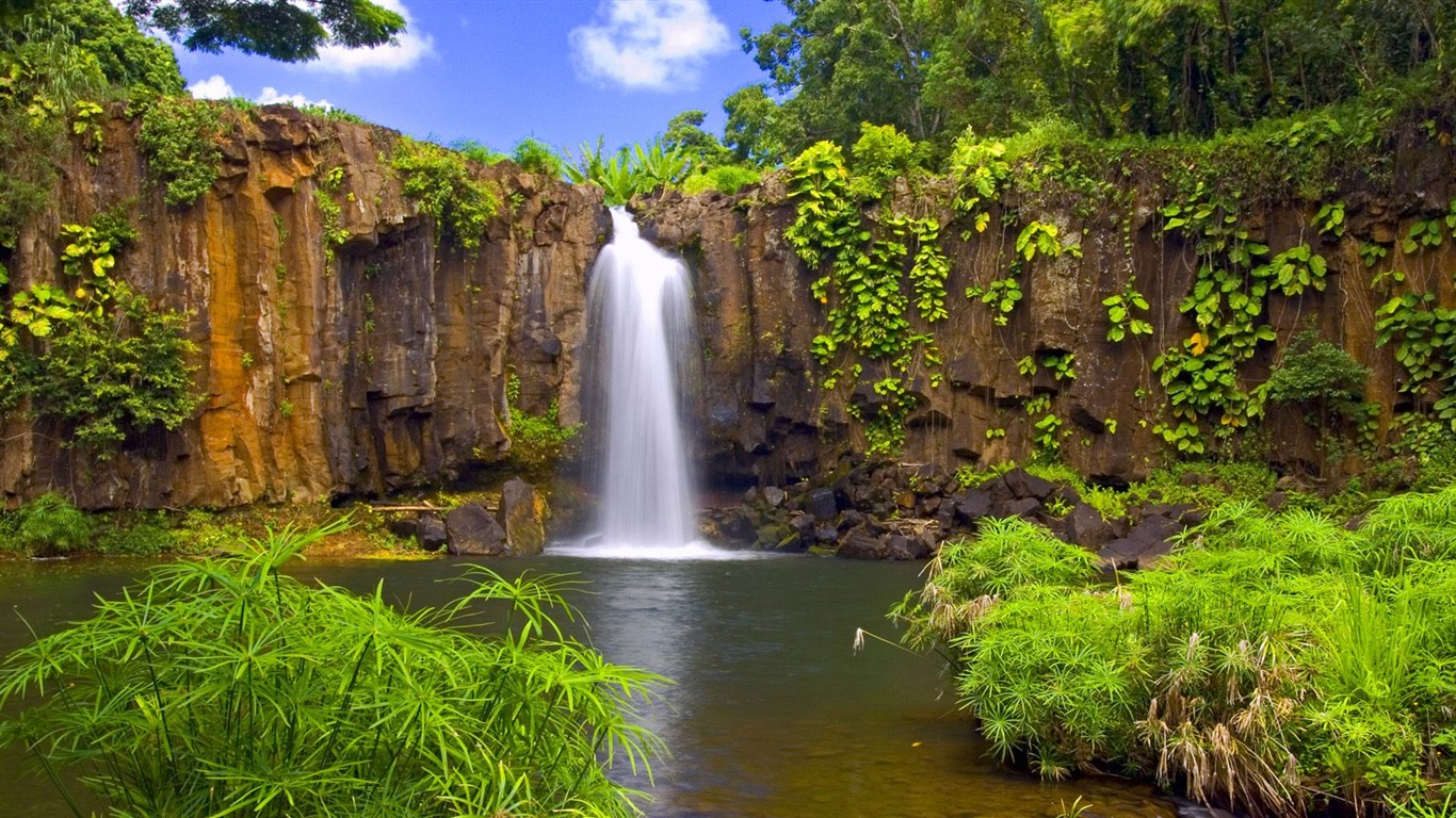 Waterfall streams wallpaper (8) #10 - 1366x768