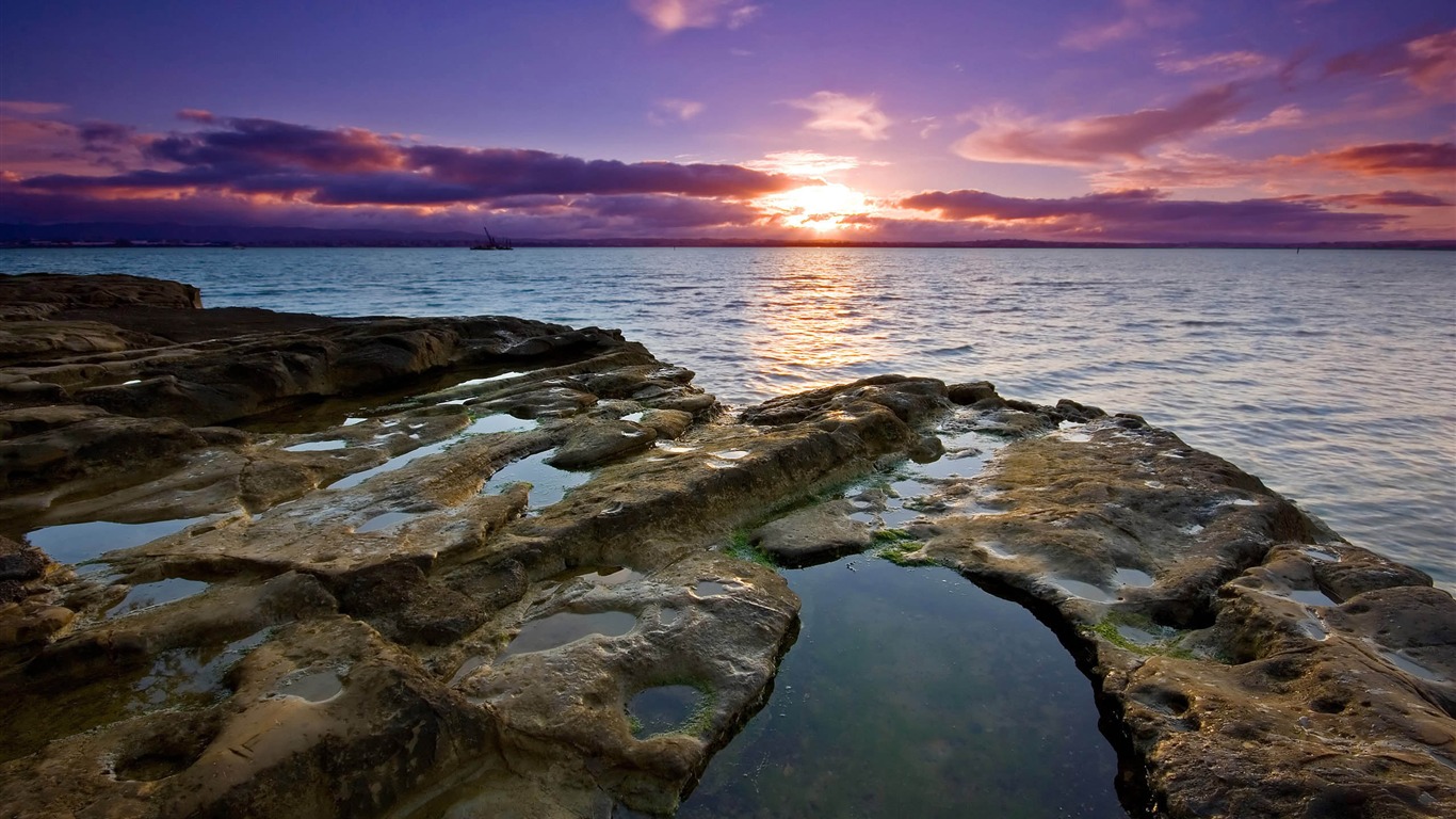 Large coastal coastal scenery wallpaper (1) #5 - 1366x768