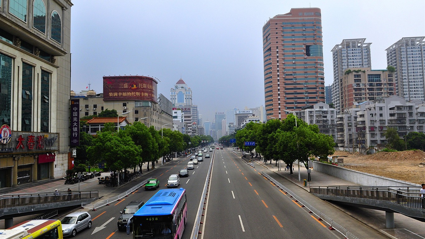 Fuzhou ulice s shot (foto Díla změnit) #2 - 1366x768