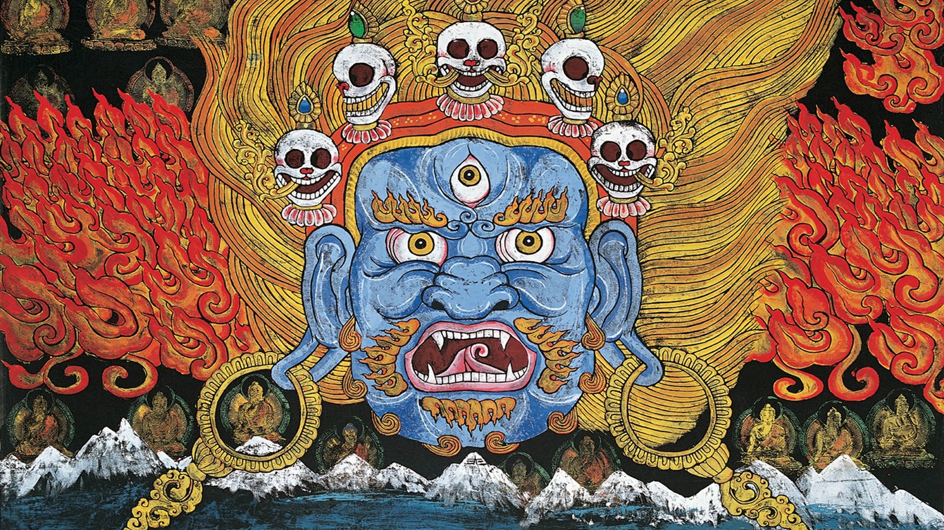 藏族祥巴版画 壁纸(一)6 - 1366x768
