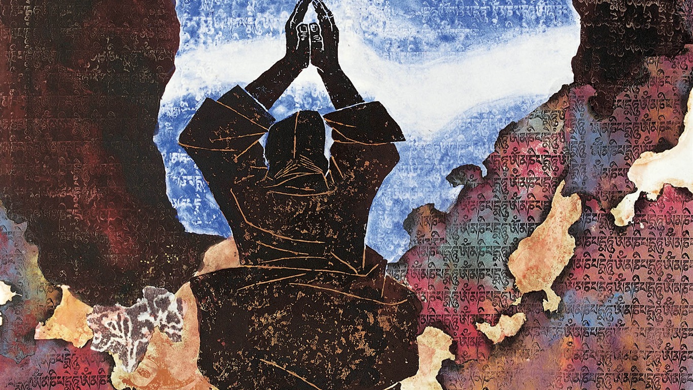 藏族祥巴版画 壁纸(一)13 - 1366x768