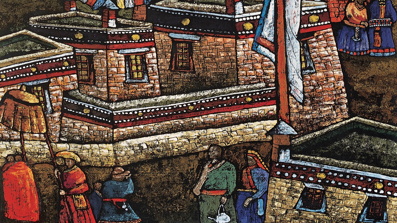 藏族祥巴版画 壁纸(一)19 - 1366x768