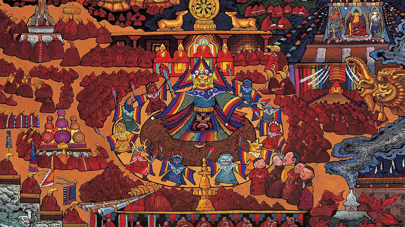 藏族祥巴版畫 壁紙(二) #19 - 1366x768