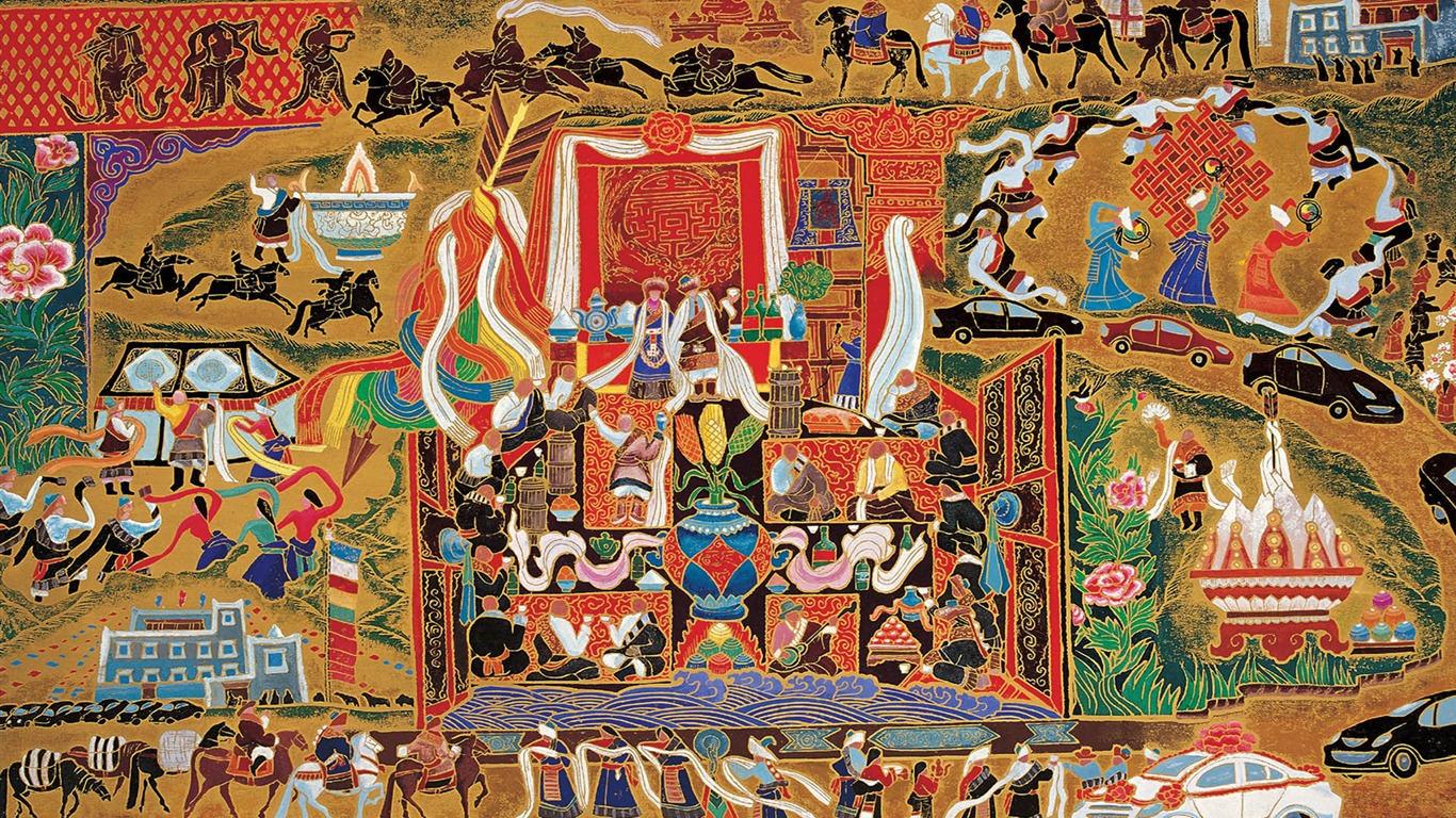 藏族祥巴版畫 壁紙(二) #20 - 1366x768