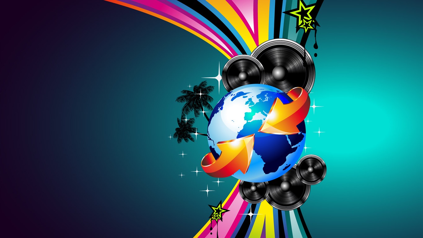 Vector musical theme wallpapers (1) #2 - 1366x768