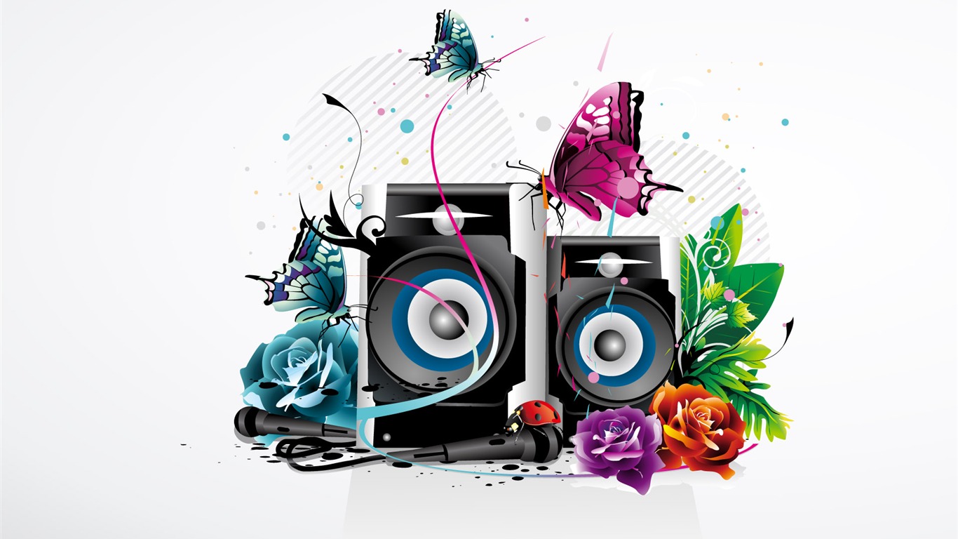 Vector musical theme wallpapers (2) #8 - 1366x768