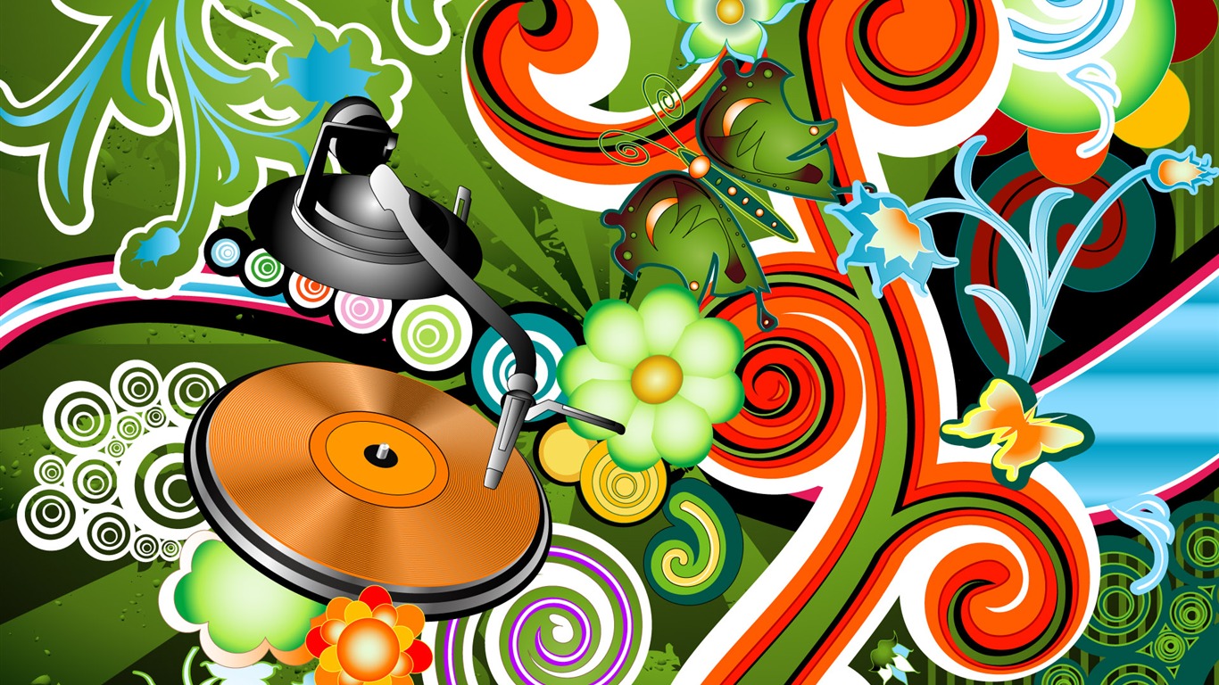 Vector musical theme wallpapers (4) #19 - 1366x768