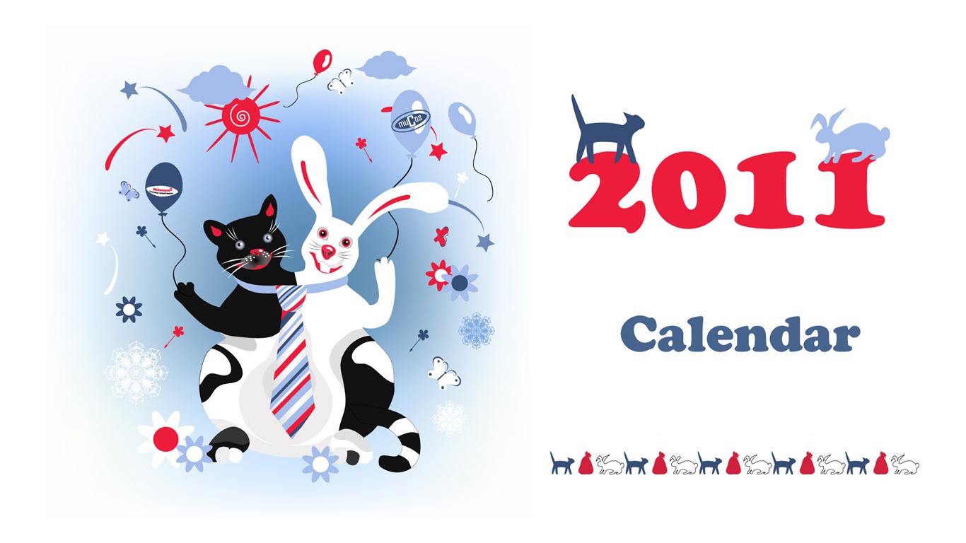 Год Кролика 2011 календарь обои (2) #1 - 1366x768