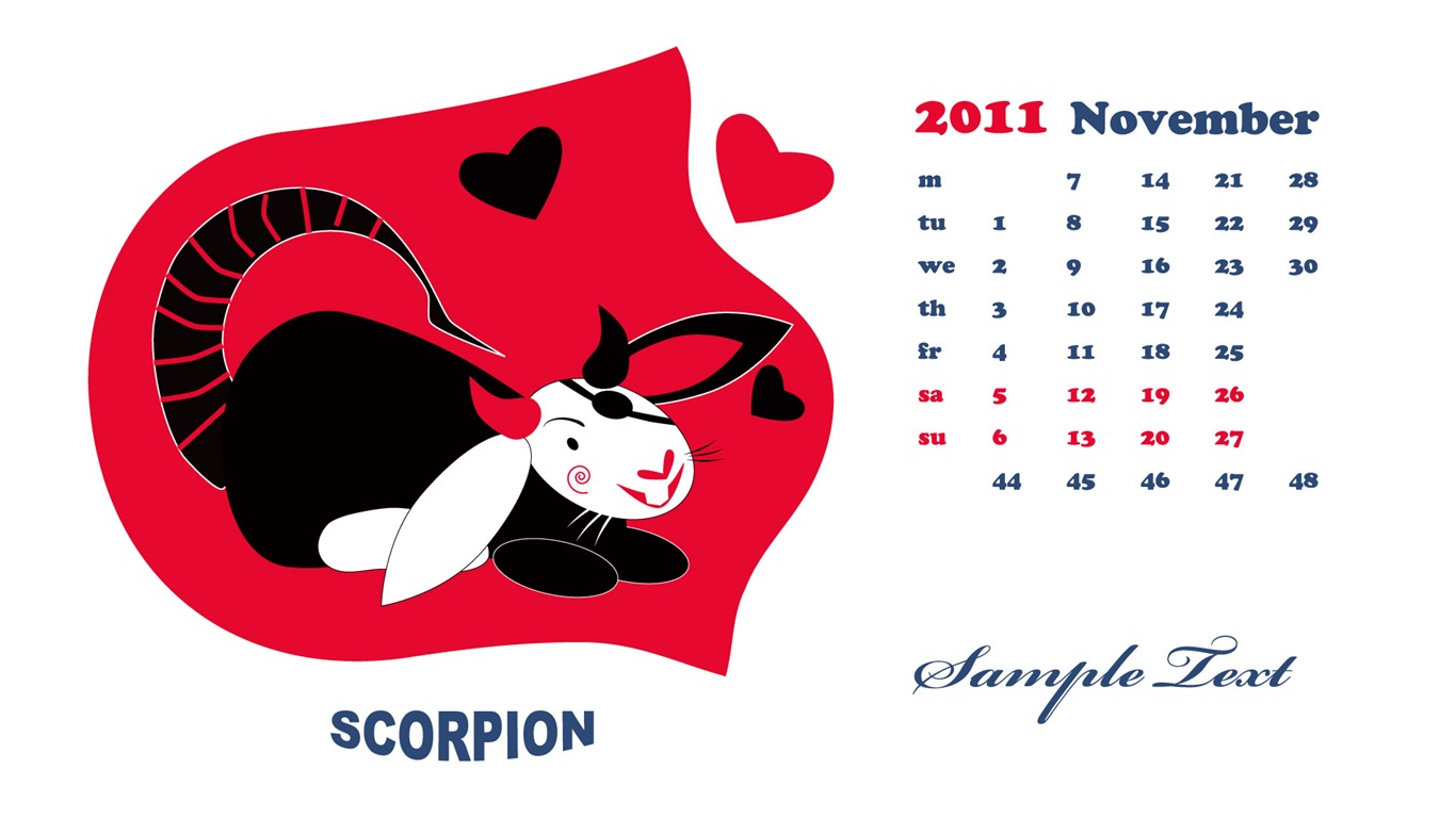 Год Кролика 2011 календарь обои (2) #2 - 1366x768