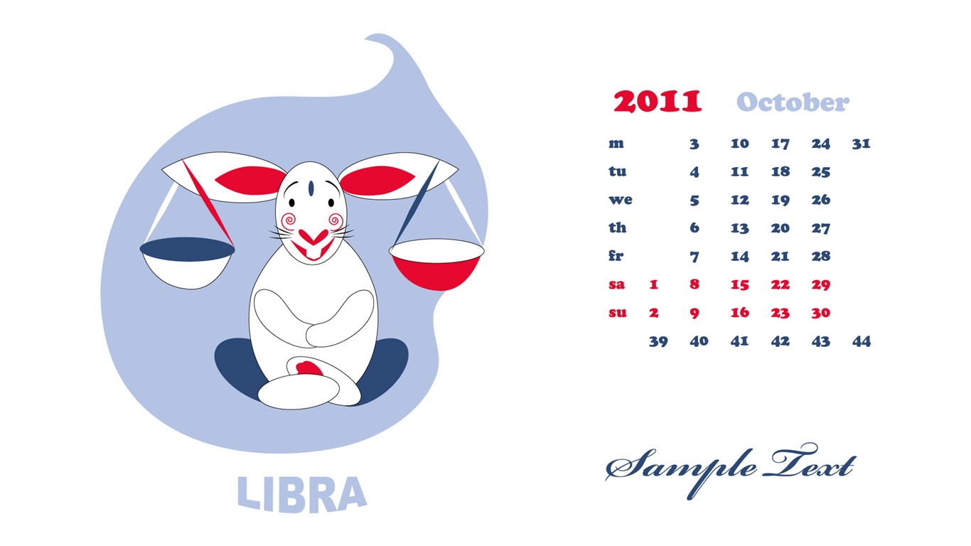 Год Кролика 2011 календарь обои (2) #3 - 1366x768