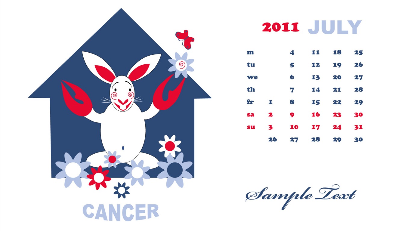 Год Кролика 2011 календарь обои (2) #6 - 1366x768