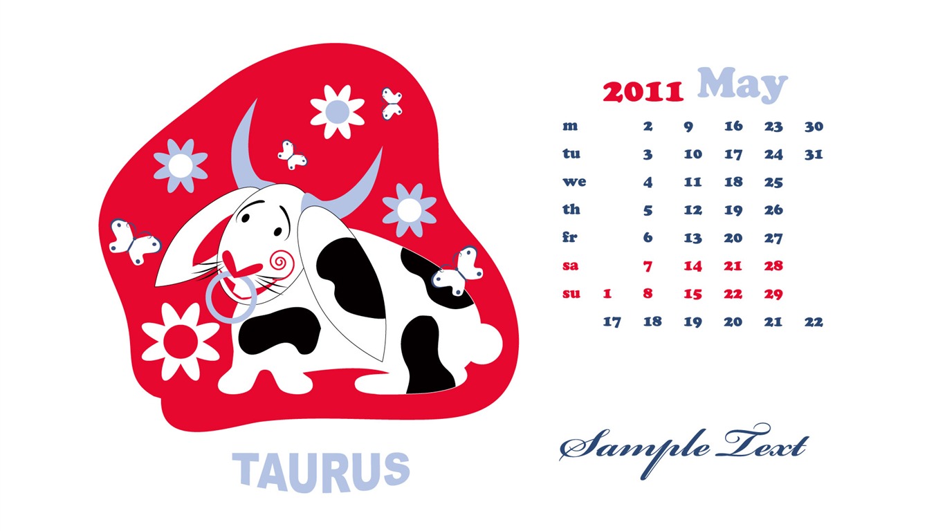 Год Кролика 2011 календарь обои (2) #8 - 1366x768