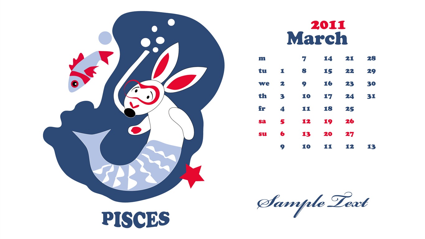 Año del Conejo fondos de escritorio calendario 2011 (2) #10 - 1366x768