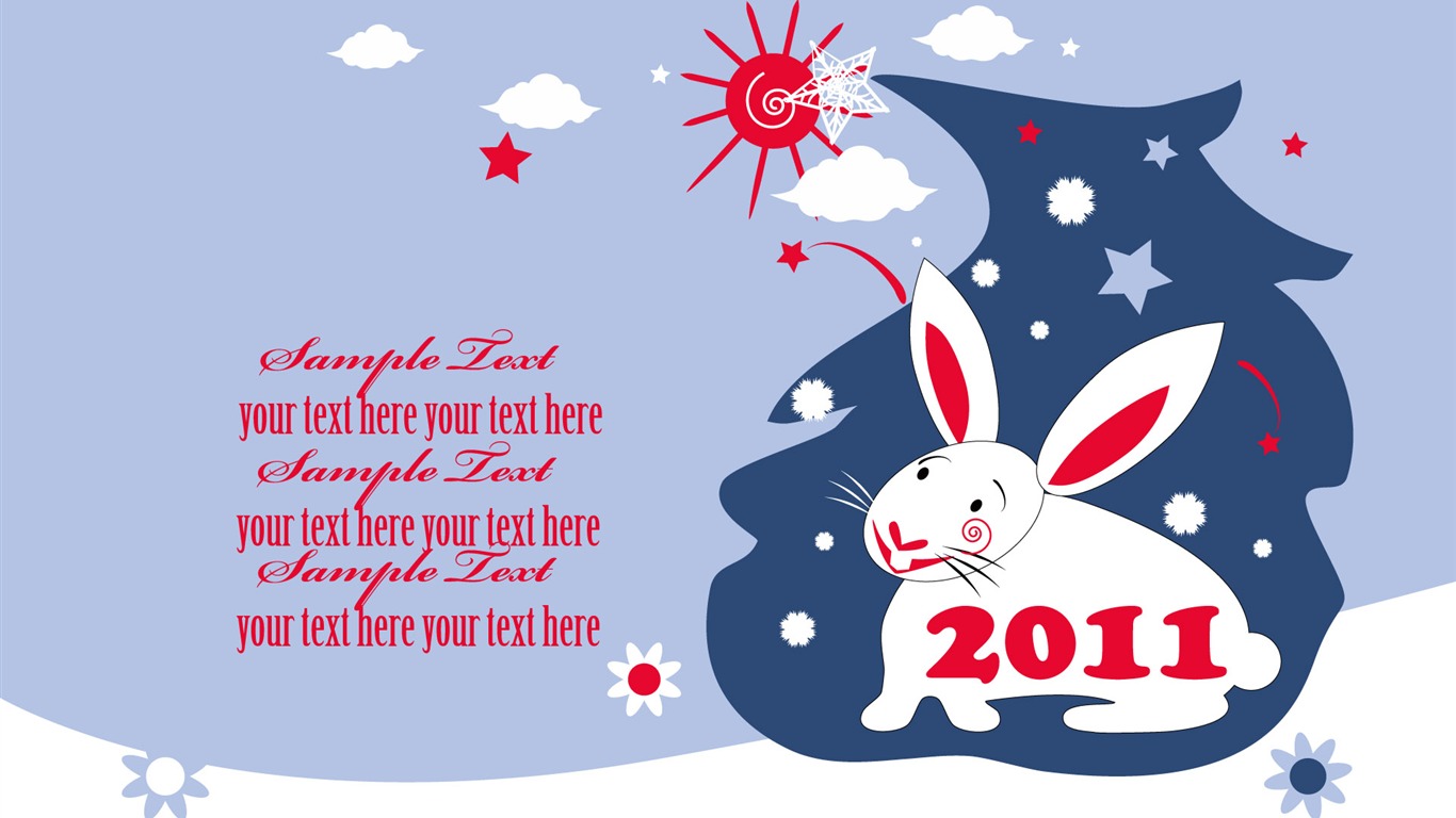 Año del Conejo fondos de escritorio calendario 2011 (2) #13 - 1366x768