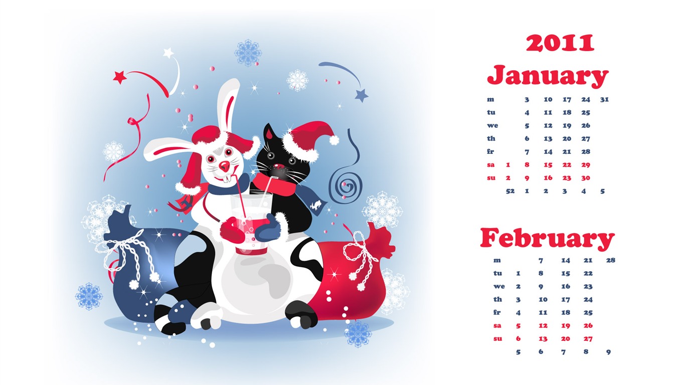 Jahr des Hasen Kalender 2011 Wallpaper (2) #14 - 1366x768