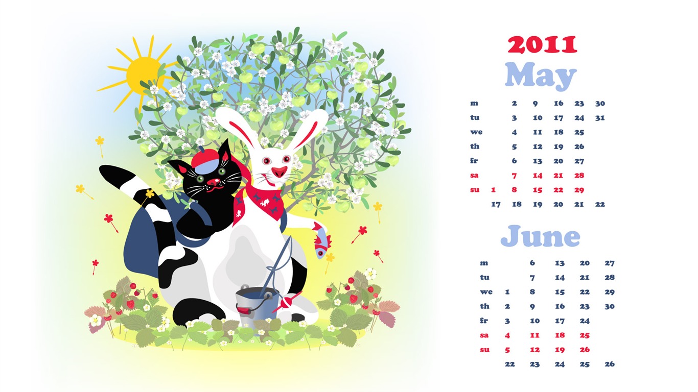 Year of the Rabbit 2011 calendar wallpaper (2) #17 - 1366x768