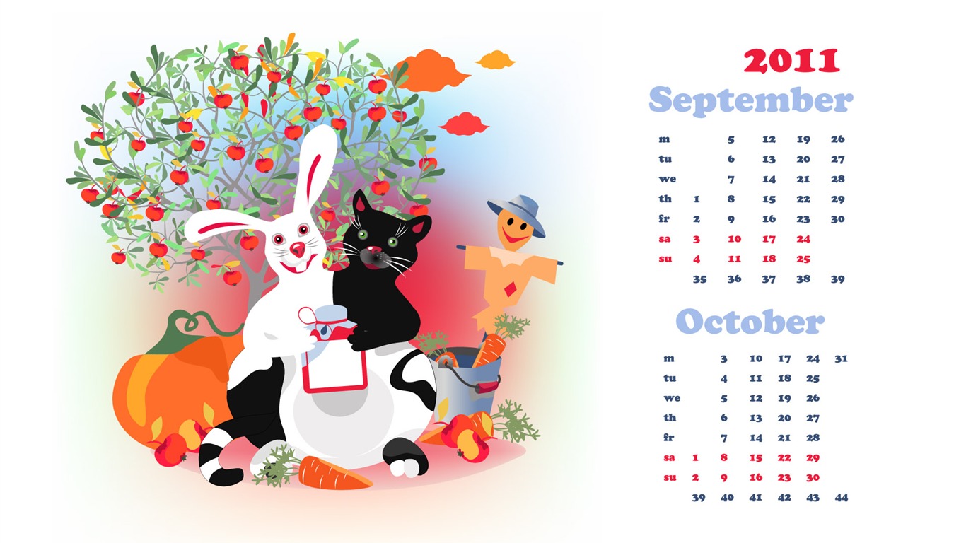 Year of the Rabbit 2011 calendar wallpaper (2) #19 - 1366x768